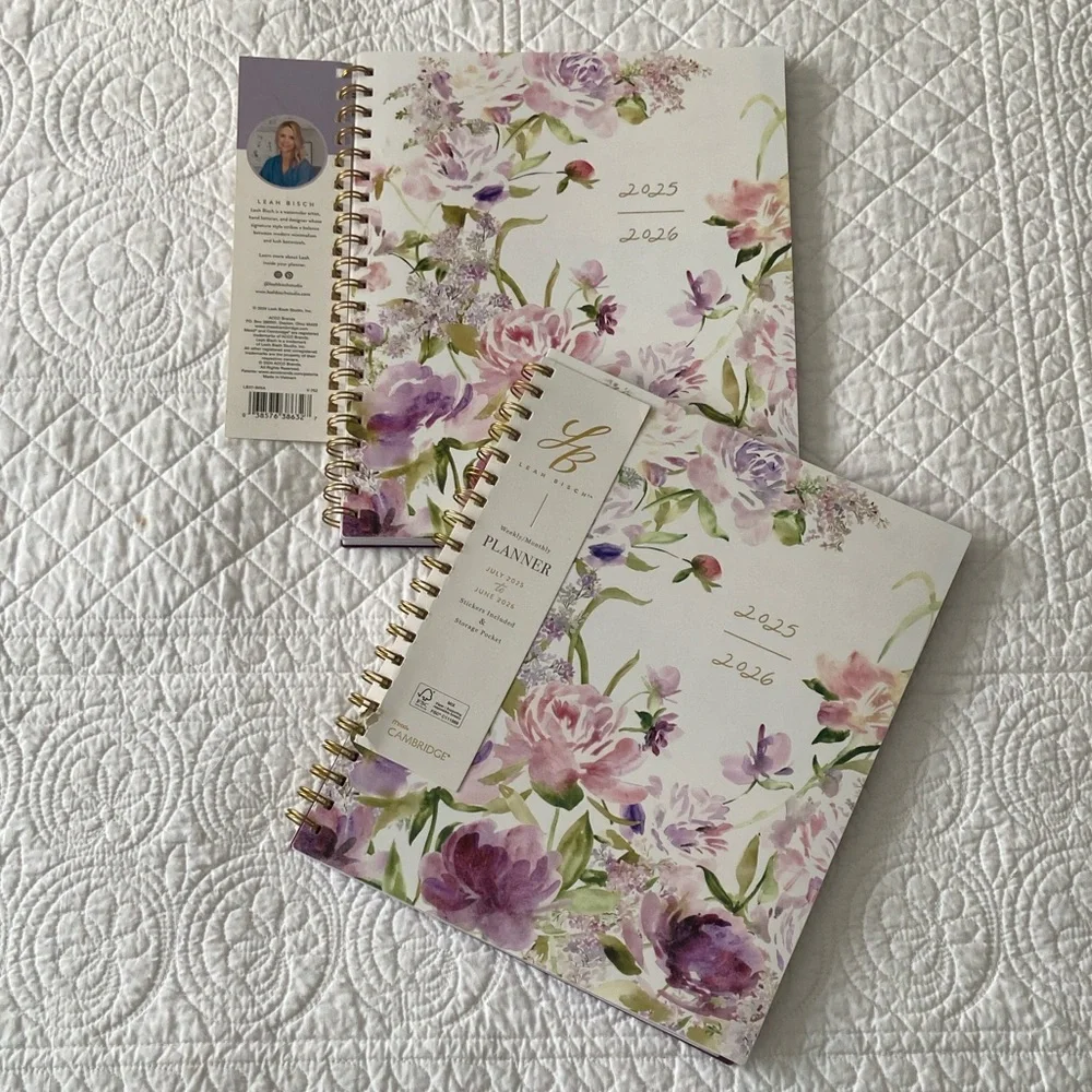 Leah Bish 2026 Academic Planners Weekly Monthly Floral Set of 2 NEW